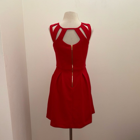 Betsey Johnson Red Cut Out Fit & Flare Dress Size 10 Medium Coquette Y2K Party - Picture 5 of 12